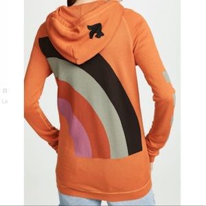 FREECITY Orange Rainbow Jump Zip Hoodie